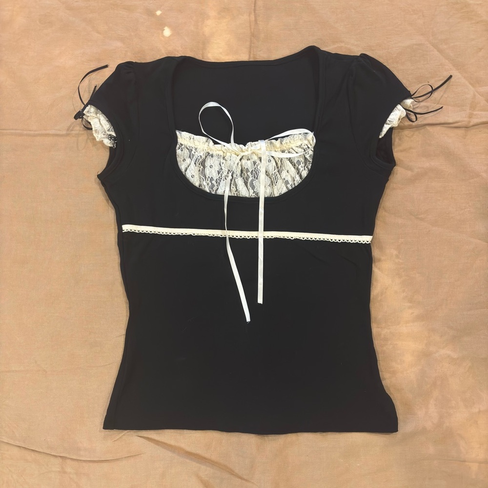 Black and Cream Women's Top.wt-40 - Picture 10 of 10